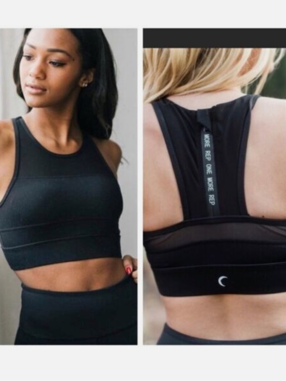 ZYIA Active All Star Zip Back Sports Bra sheer mesh panels one more rep